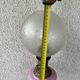 Large antique lamp in pink opaline and brass with engraved globe