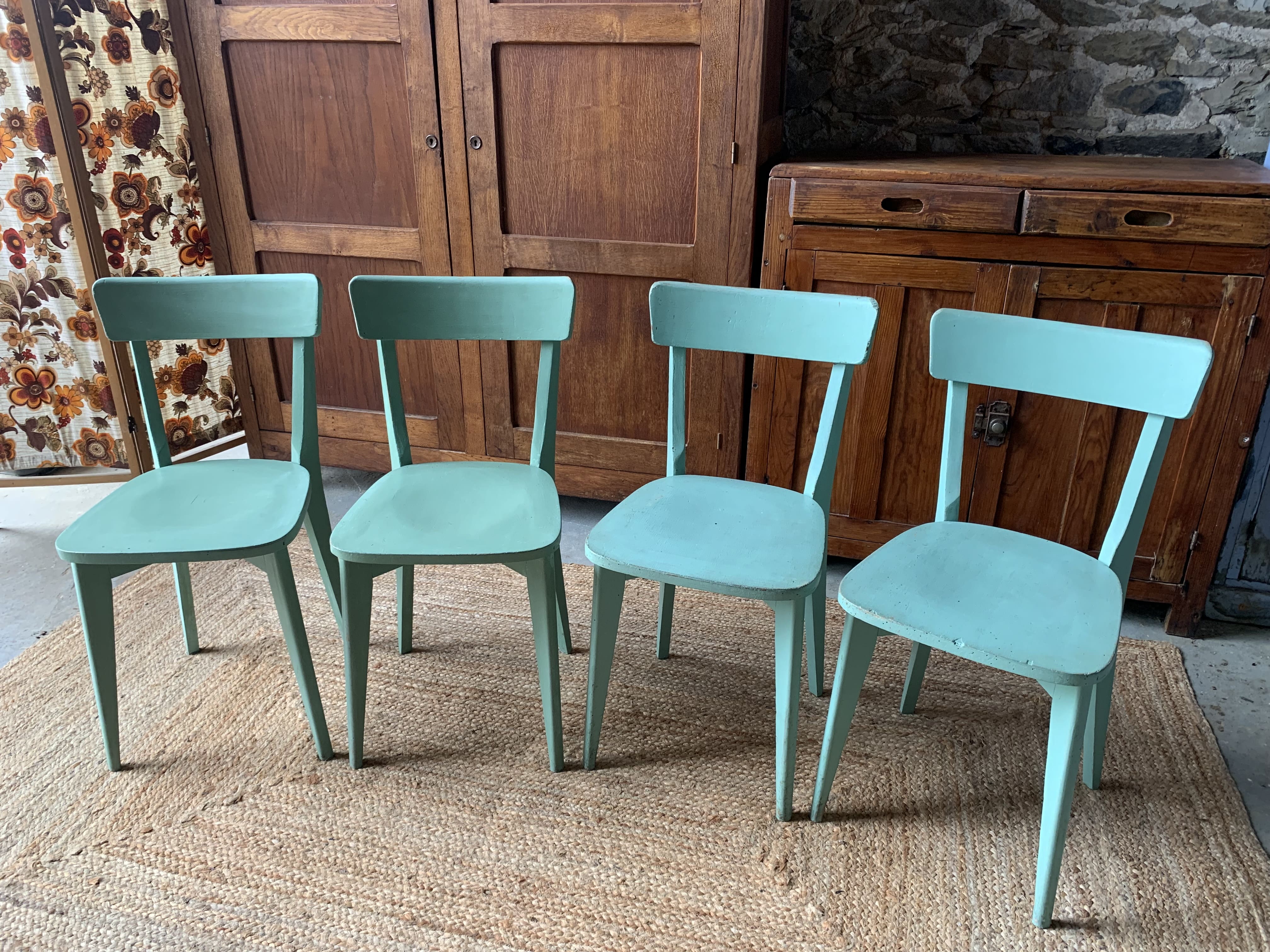 Lot de 4 chaises bistrot vertes