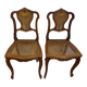 Paire de chaises style Louis XV en bois et cannage