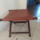 Vintage foldable leather and mahogany stool
