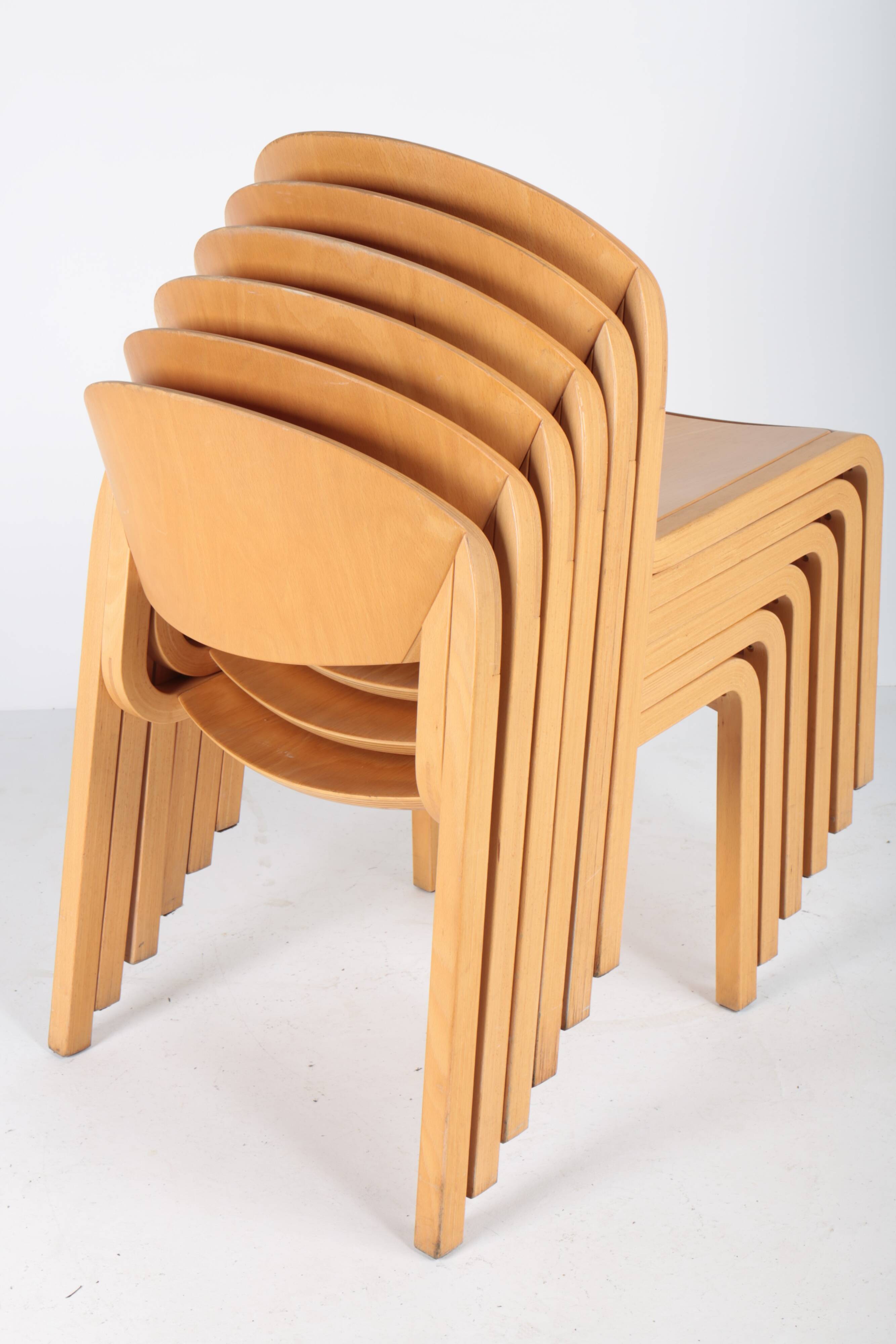Set of 6 vintage chairs in thermoformed wood