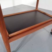 Teak Flip-Flop Expandable Cart with Removable Tray by Grete Jalk for Poul Jeppesens Møbelfabrik, Denmark, 1960s