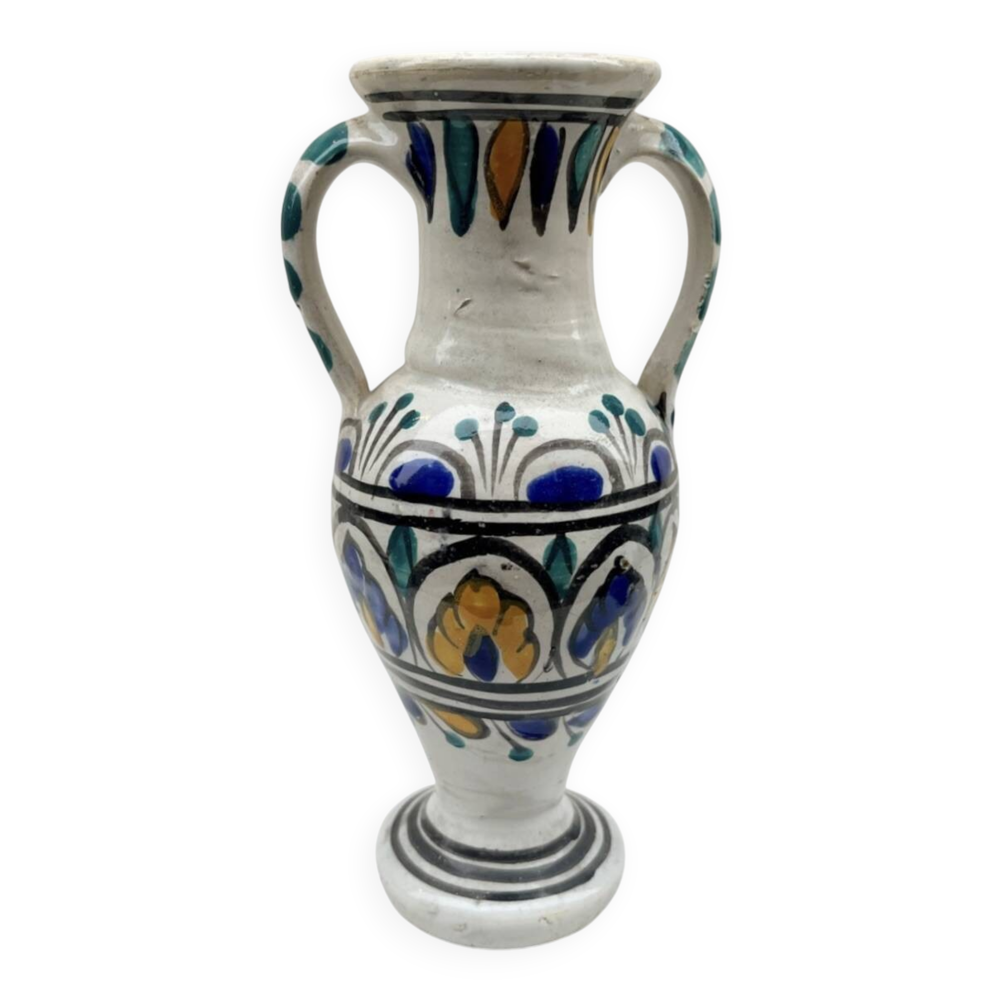Vintage hand-painted Mediterranean ceramic vase - Berber vase