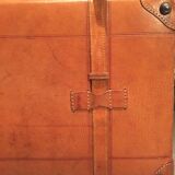 Thick leather suitcase