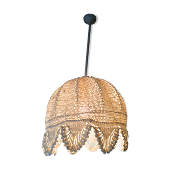 Vintage hanging in crochet lace chandelier tulip romantic 1970