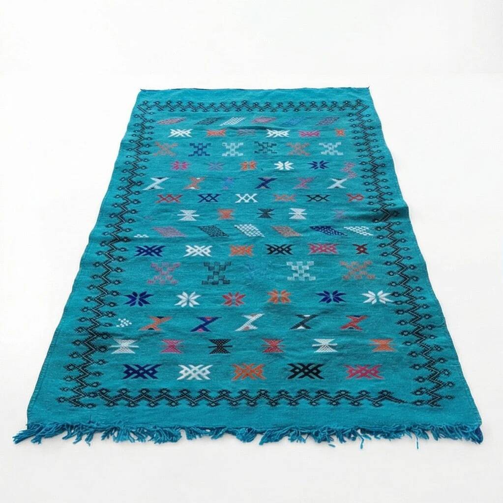 Tapis berbère turquoise Sabra