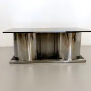 Rectangular Smoked Glass Coffee Table / Dry Bar in the style of François Mo