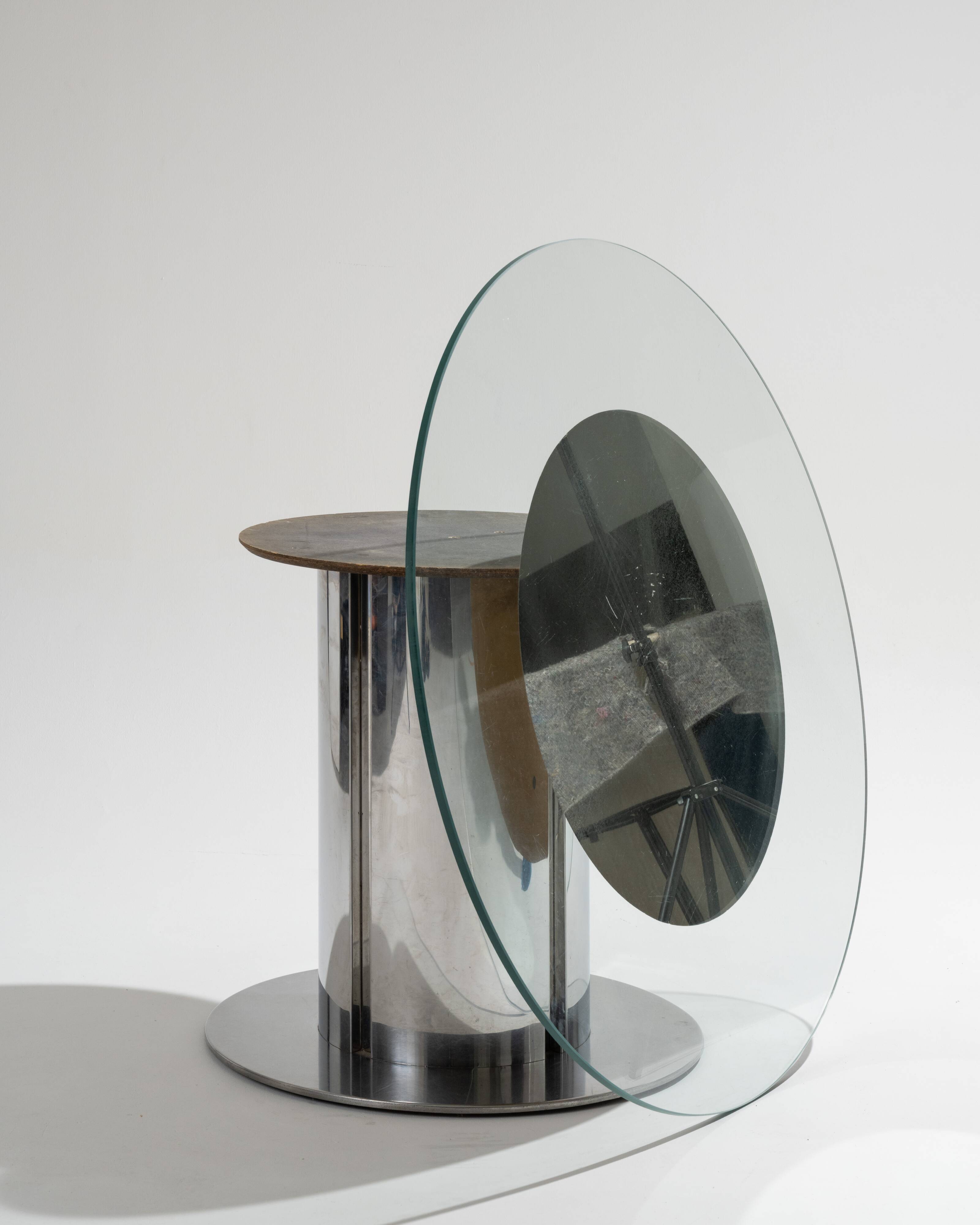 Glass and chrome dining table, antonia astori, 1960s