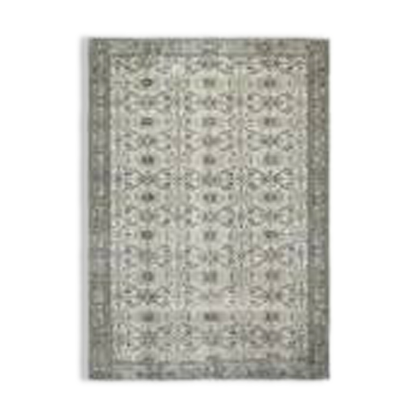 1970s Vintage Turkish Handmade Wool Beige Oversized Area Rug 208x295