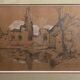 Drawing on paper by Léon Broquet Chatillon-sur-Morin Marne 1914