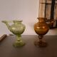 Deux bougeoirs en verre souffle biot