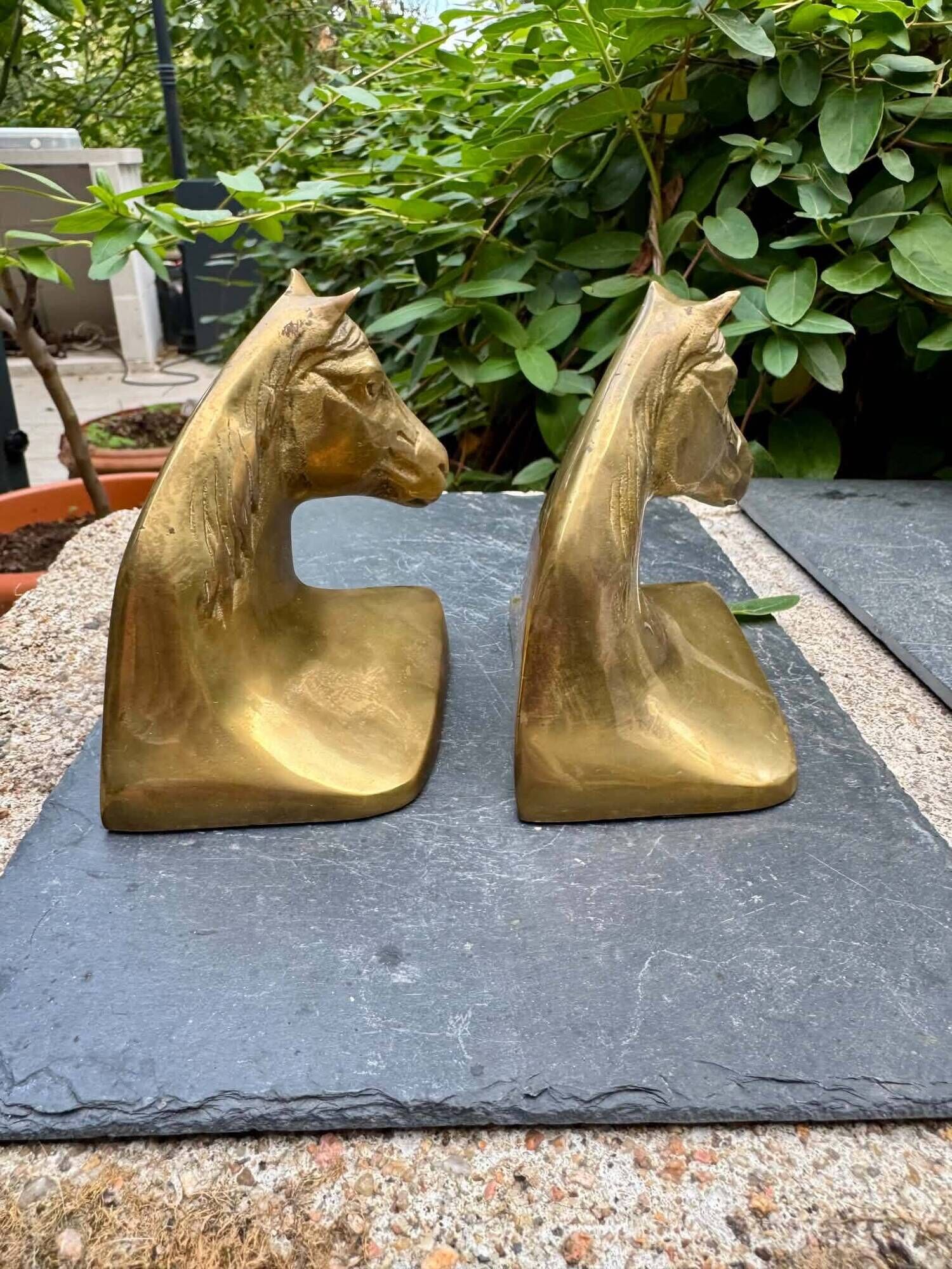 Pair of brass Art Deco horse bookends