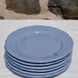 Set of 6 blue ceramic dessert plates