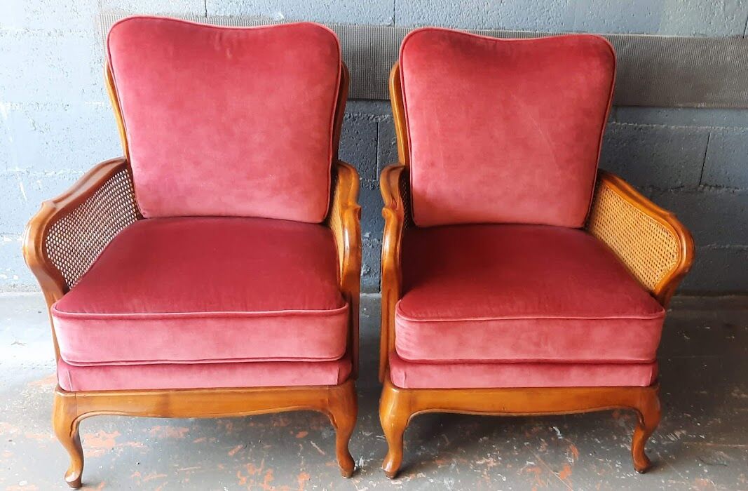 Pair of vintage canned armchairs