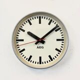 Grey Industrial Factory Wall Clock from AEG, 1960s