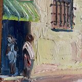 Peinture village Sahara vintage