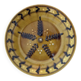 Assiette vintage en céramique émaillée - décor géométrique - 24 cm - F