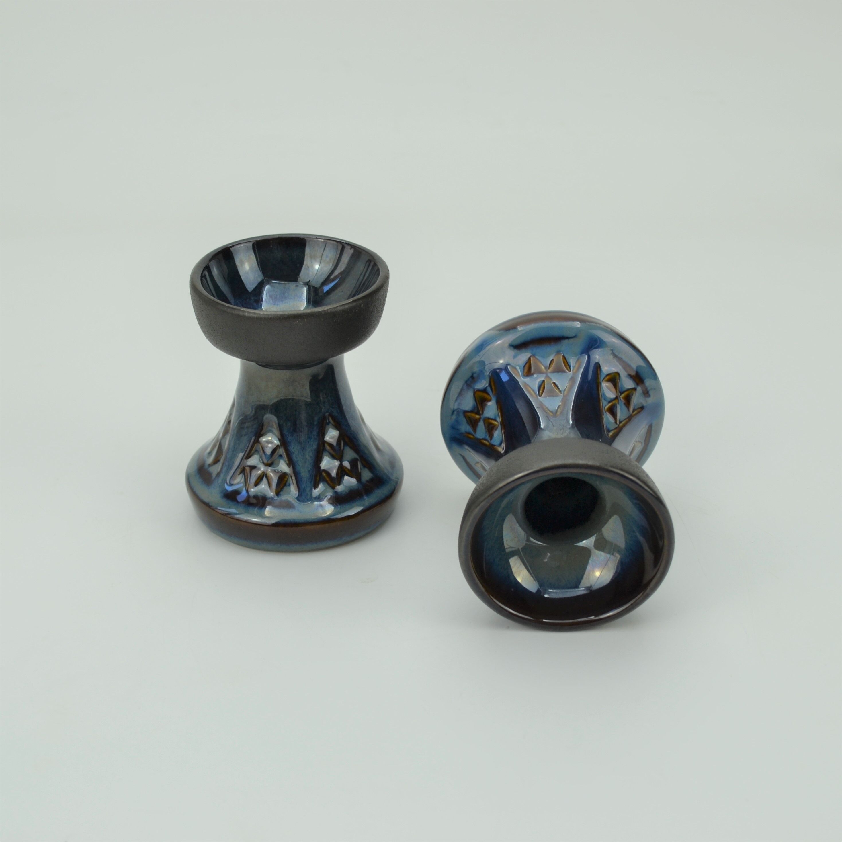 Pair of EJner Johansen series sandstone candle holders EJ64 for Søholm Stentøj