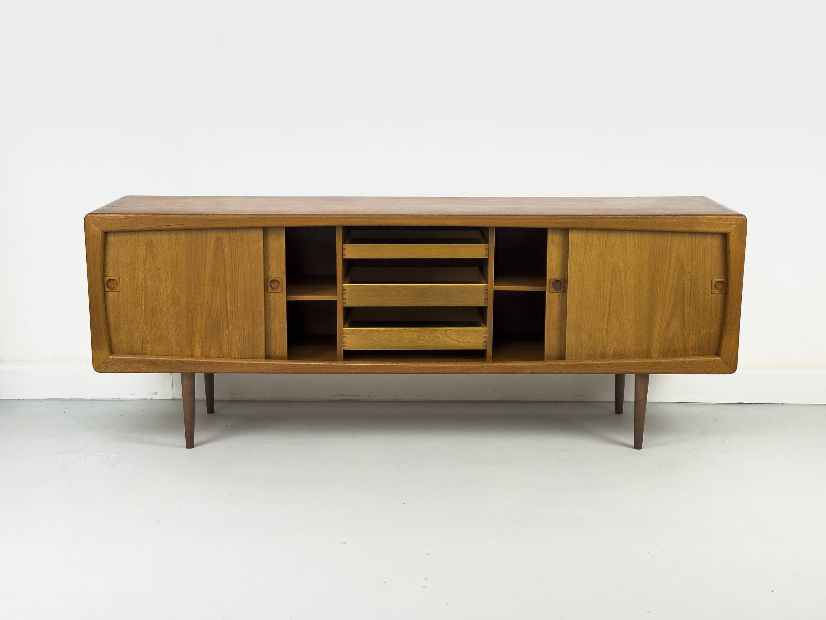Vintage Teak Sideboard with Drawers and Sliding Doors, 1960s
