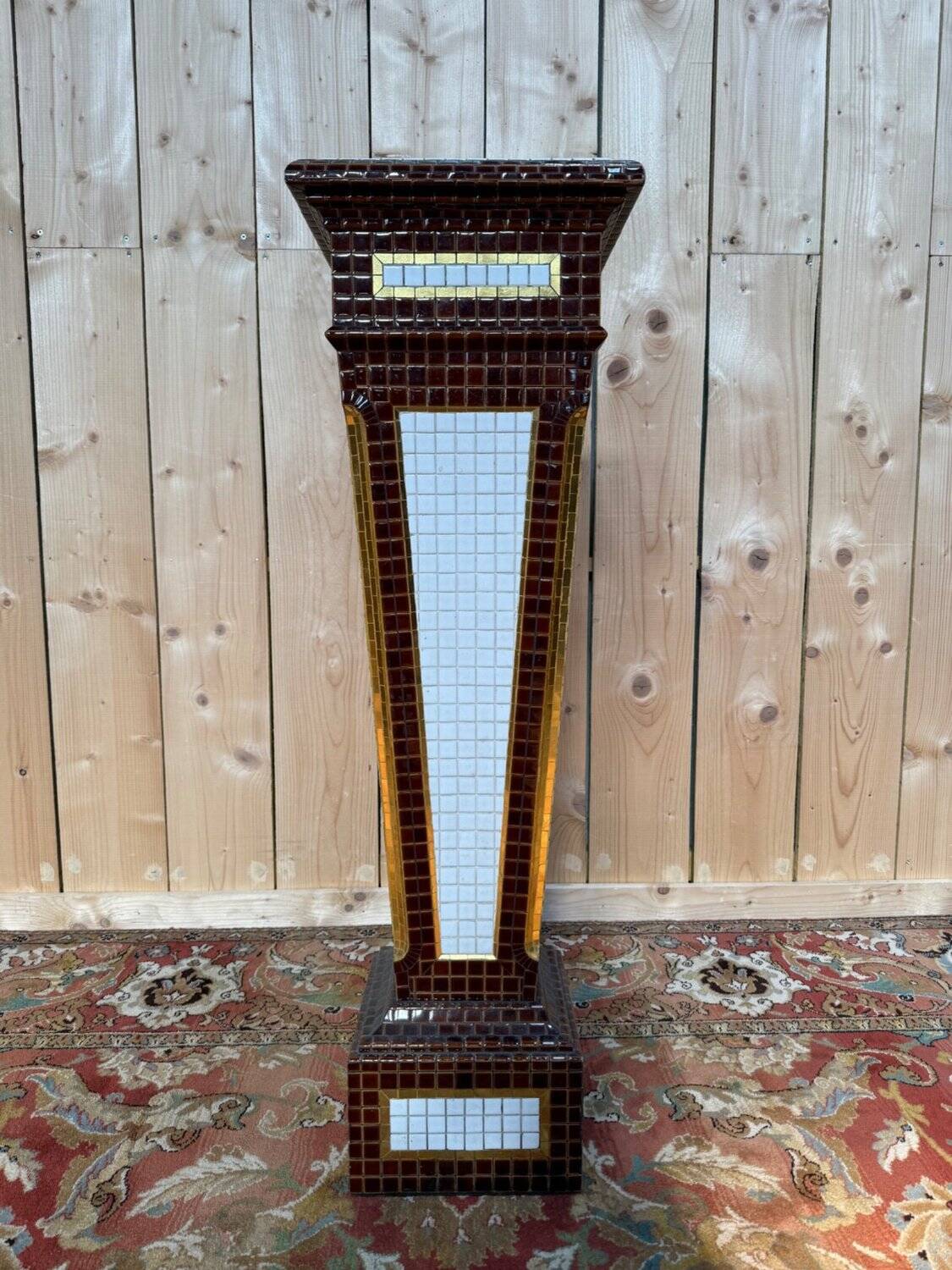 Colonne - Sellette - Gaine Art Déco – Faïence émaillée mosaïque – Années 19