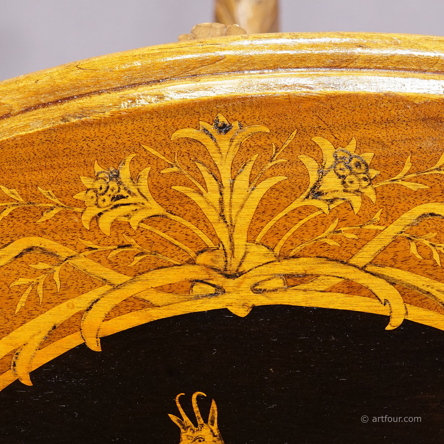 Edelweiss marquetry side table Brienz Switzerland 1900