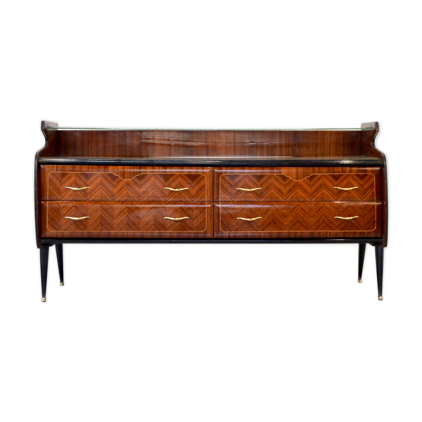 Enfilade italienne du milieu du siècle en bois de rose et laiton
