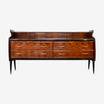 Midcentury italian sideboard in rosewood and brass