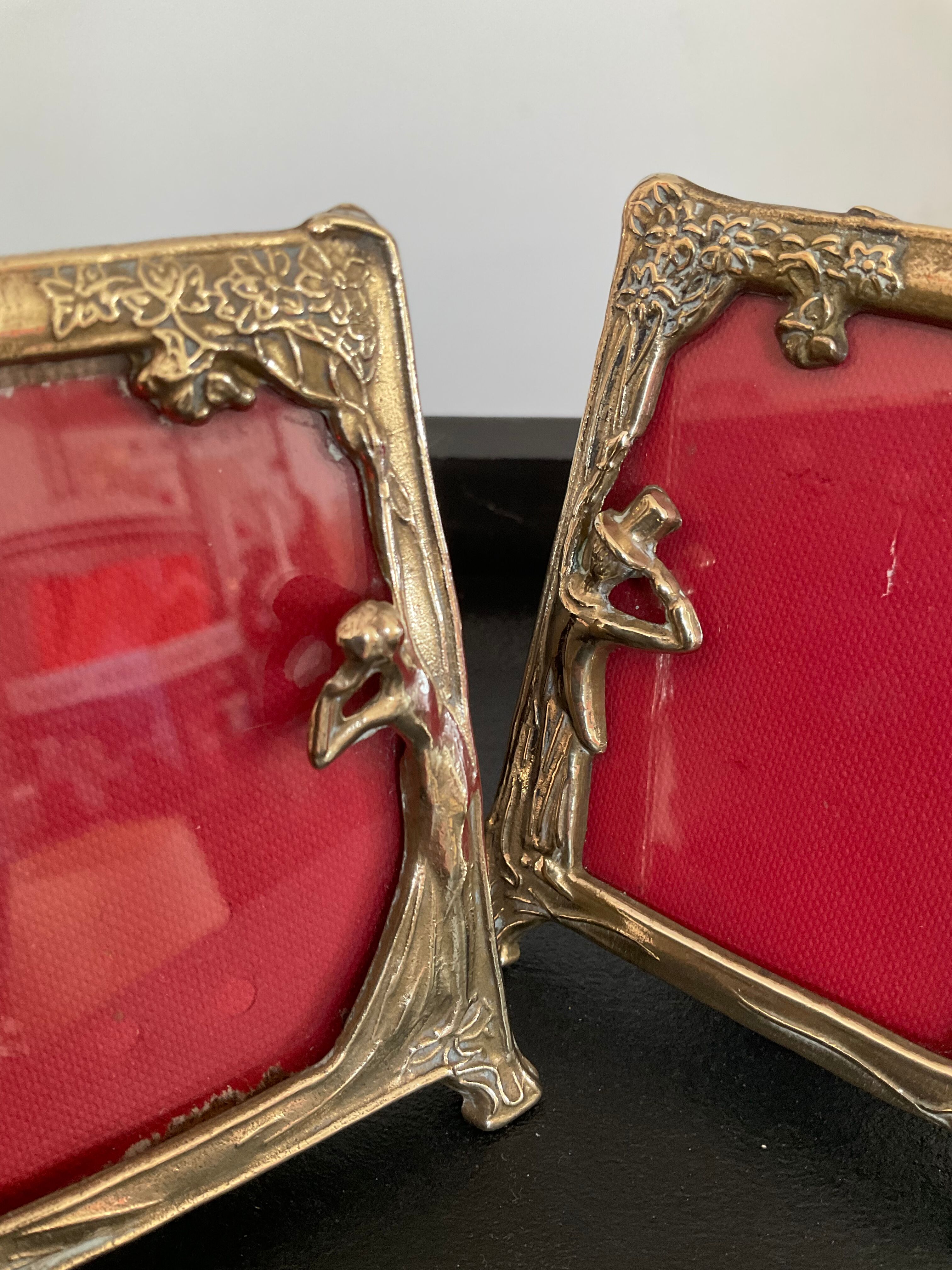 Duo of bronze art deco frames