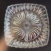 Old 4-compartment dish, servant, very thick glass vintage