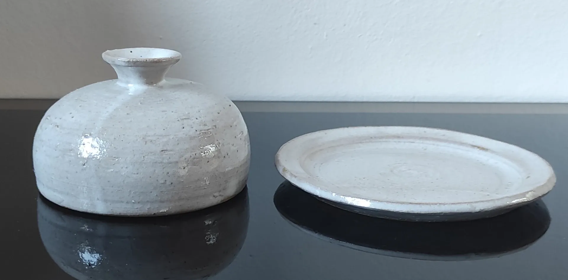 Vintage artisanal ceramic butter dish