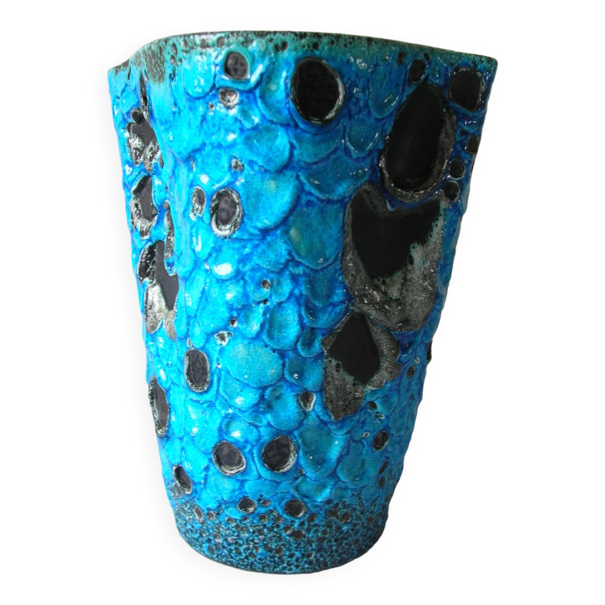 Old blue ceramic vase terracotta sea foam 22 cm living room office decoration