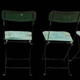 Lot de 8 chaises pliantes industrielles en métal peint vert