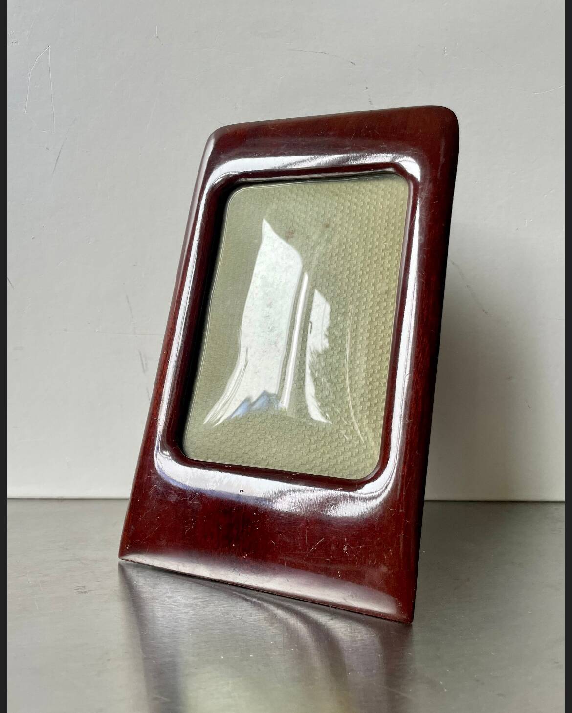 Antique  Art Deco Mahogany Wooden Frame  22.5 cm x 13.5 cm  convex glass