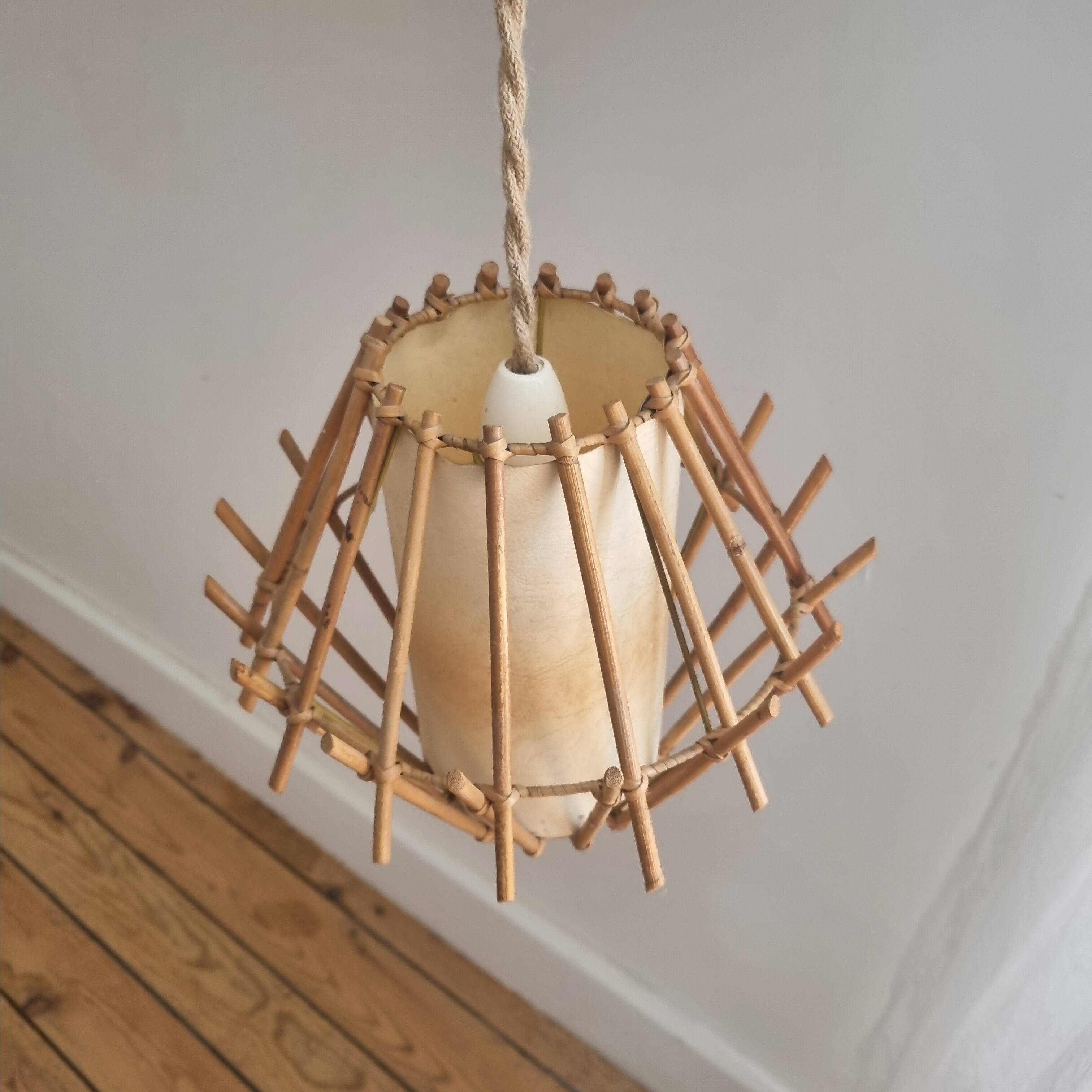 Vintage rattan pendant light