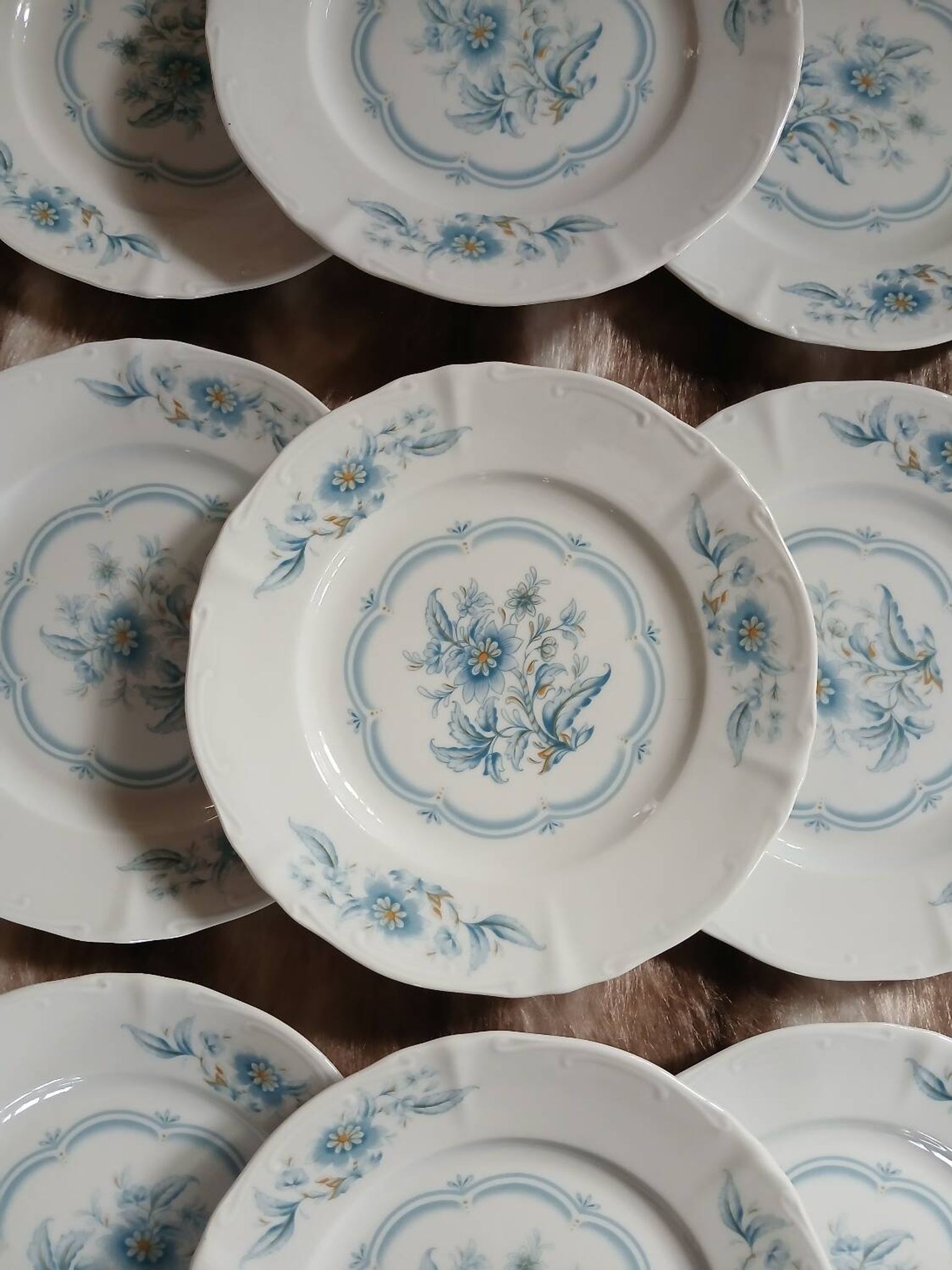 12 antique dessert plates in Chauvigny porcelain