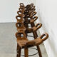 Vintage Sergio Rodrigues style bar stool, solid wood saddle stool, Brazilian modern