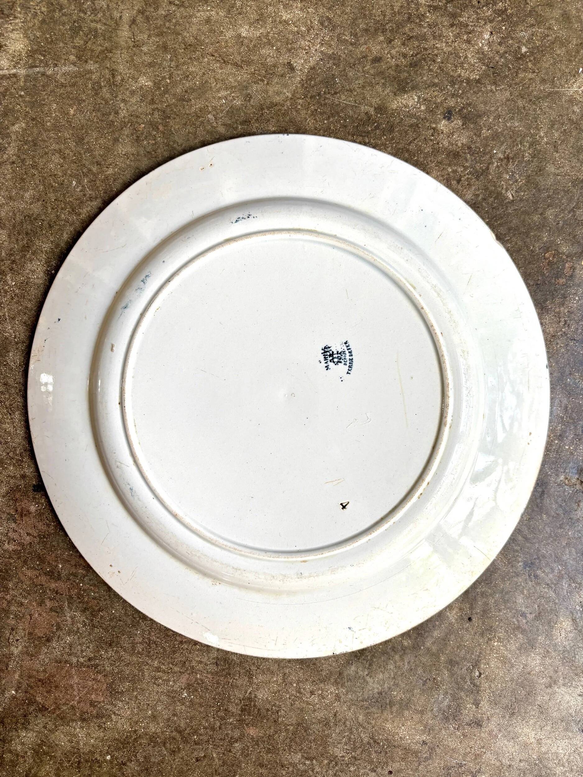 Creil & Montereau round ironstone dish, "Marine" service