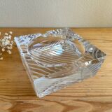 Square striped crystal ashtray / catchall J.G. Durand