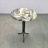Table d'appoint en marbre italien avec base en fer noir, années 1970