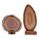 Two agate slices on wooden base, 1970s