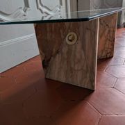 Table basse Ligne Roset des années 80 en marbre rose