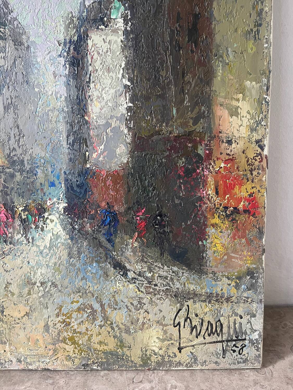 Street scene, oil on canvas, signed 1958