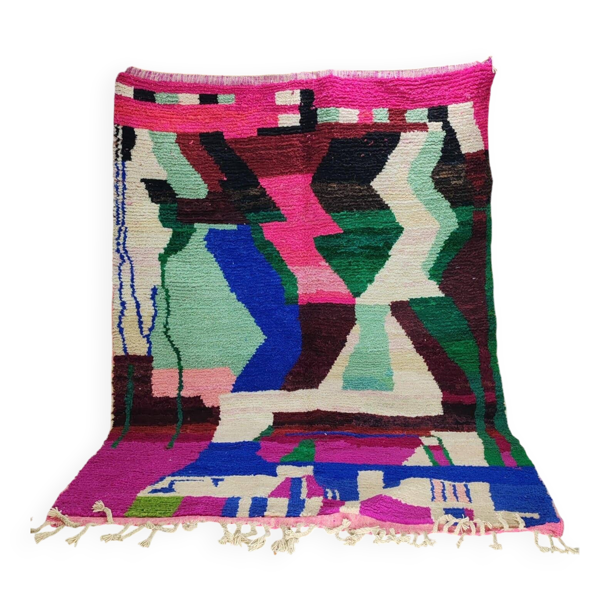 Tapis Boujaad berbère marocain en laine – 305 × 213 cm – design abstrait