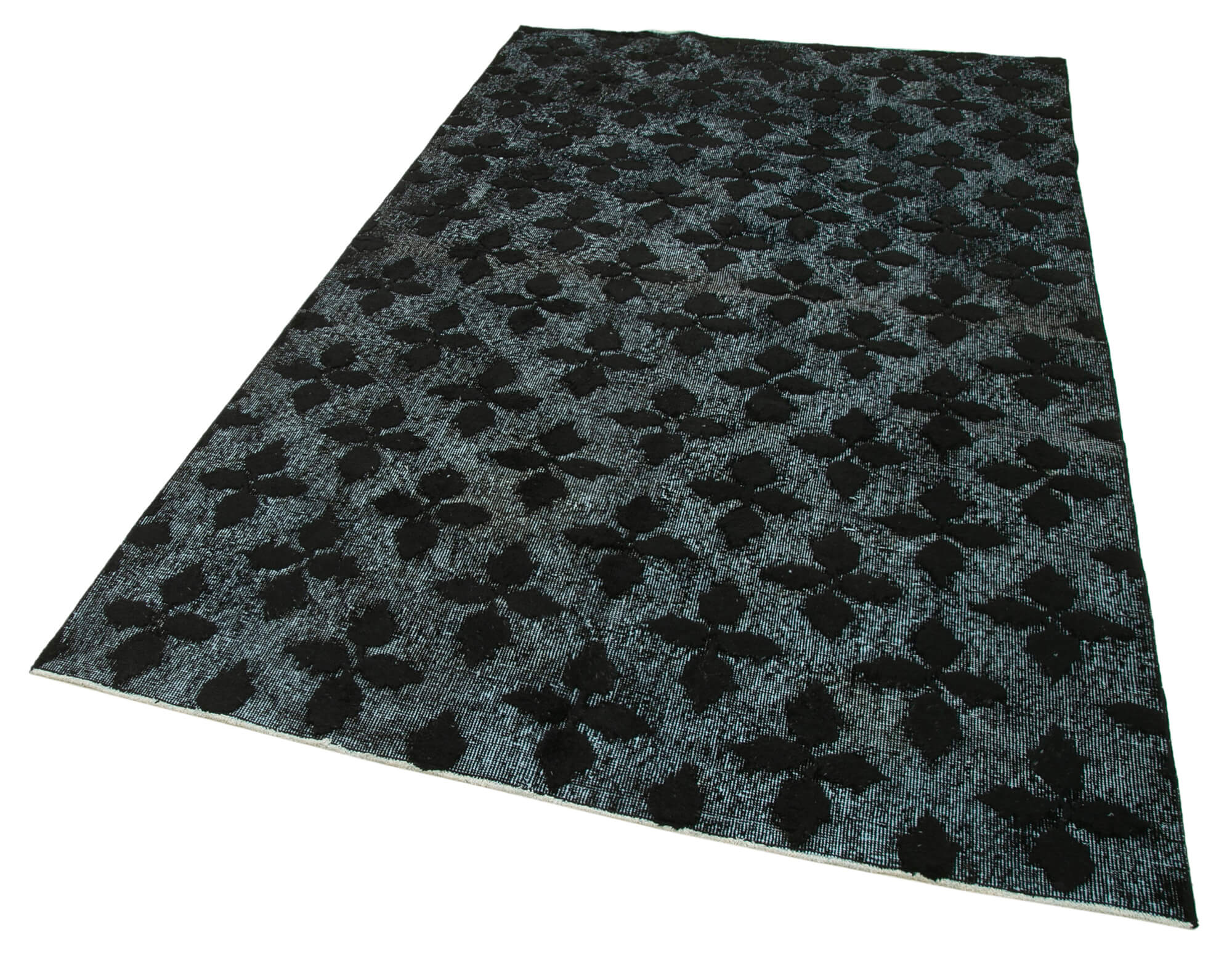 Hand-Knotted Bohemian Turkish 1980s 156 cm x 256 cm Black Carpet