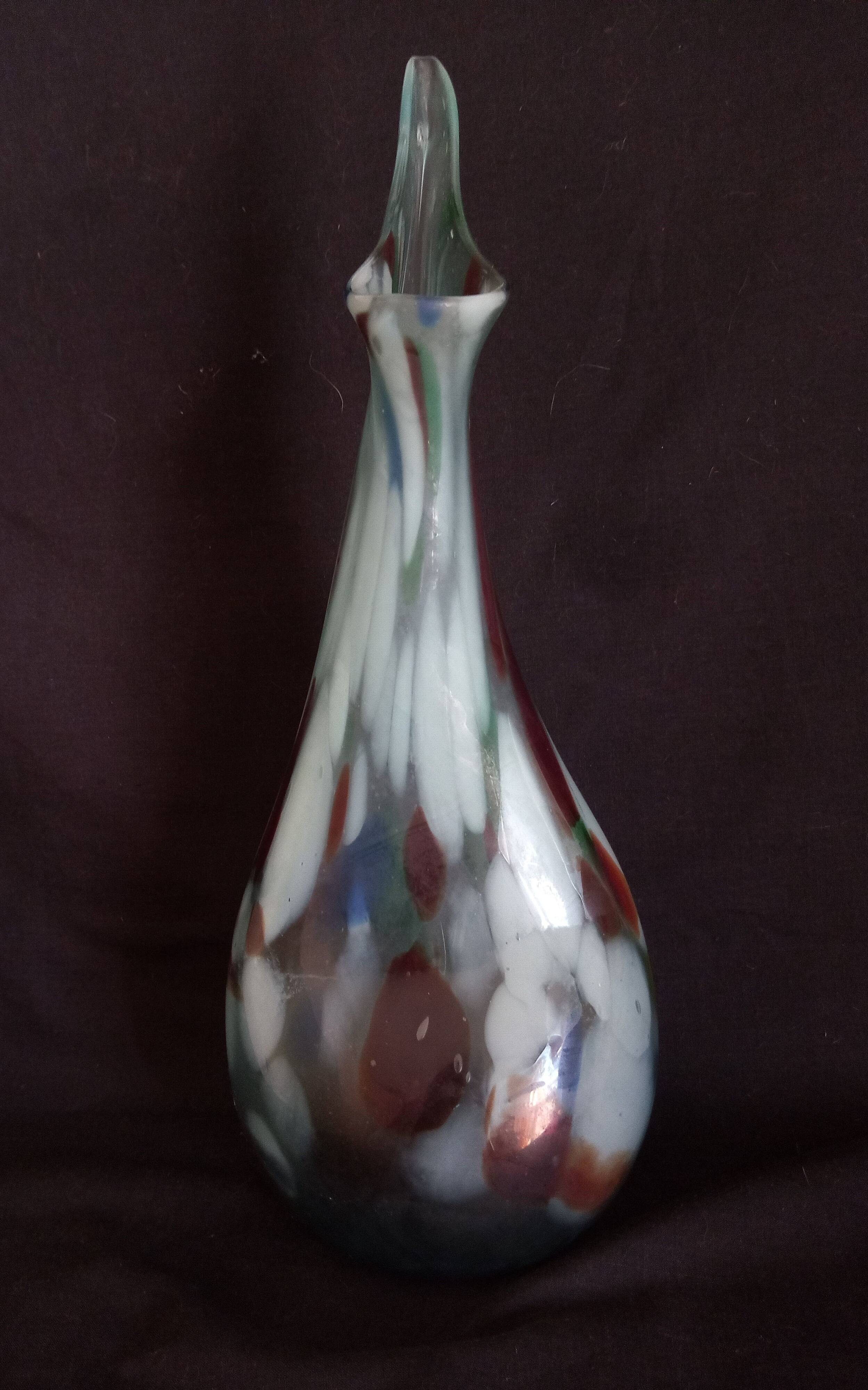 Handmade glass paste vase, mouth blown, Murano type