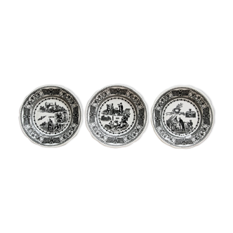 Lot of 3 dessert plates Rebus Gien
