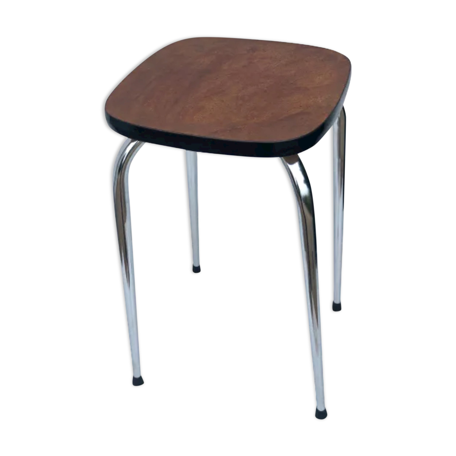 Vintage wood and chrome stool