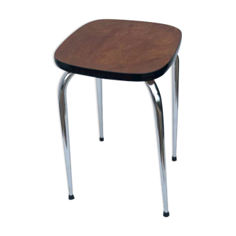 Vintage wood and chrome stool