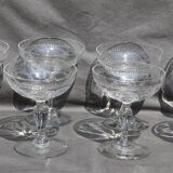 10 glasses of old champagne blown glass engraved Vierzon Thouvenin Portieux