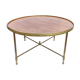 Round brass and wood coffee table